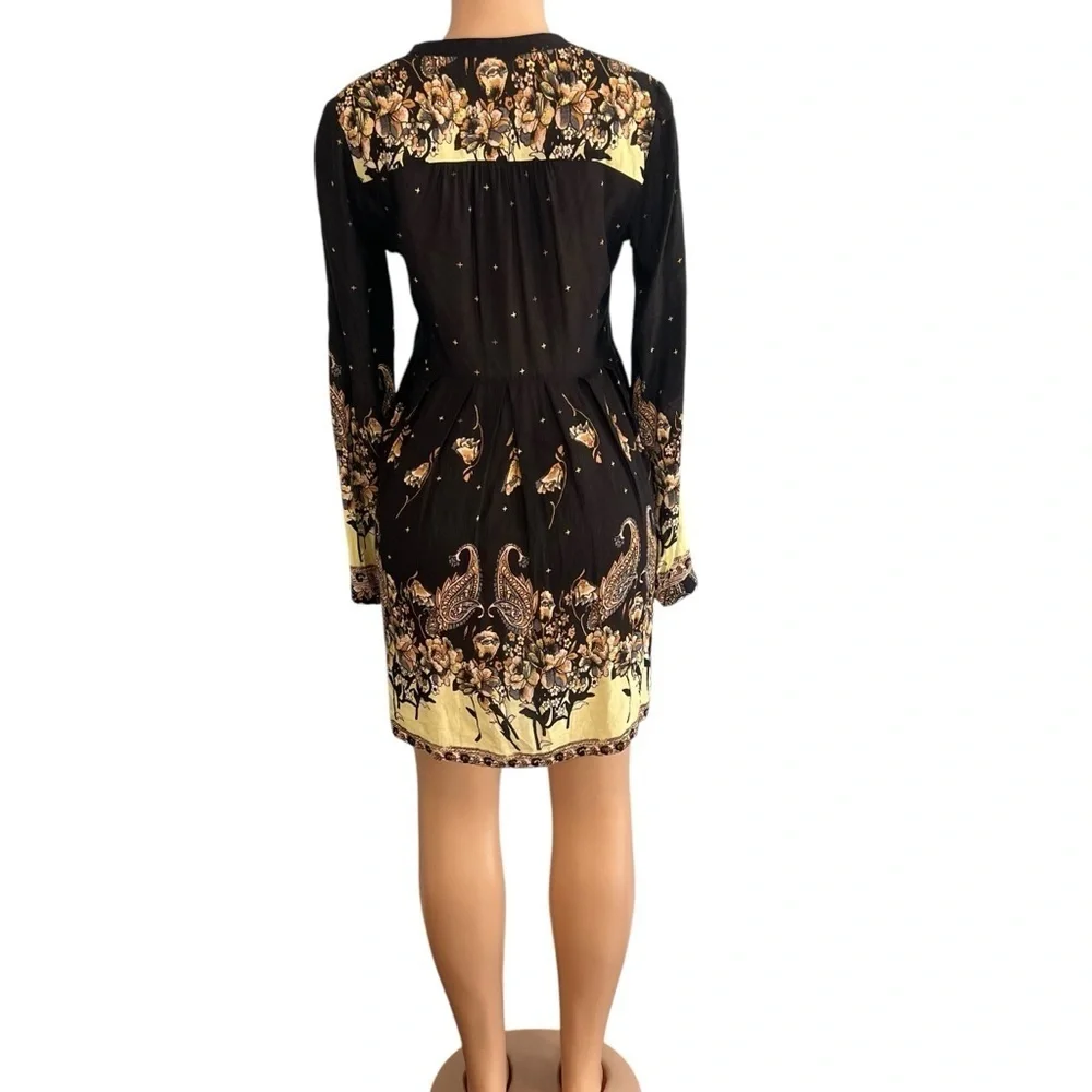 Free People Sierra Valley Printed Shirtdress Black & Cream